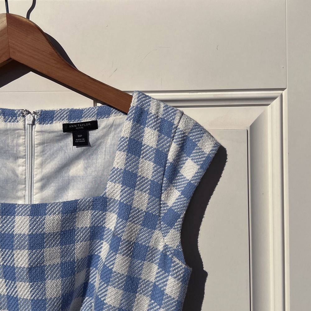 Ann Taylor Baby Blue Gingham Petite Dress - Picture 3 of 8